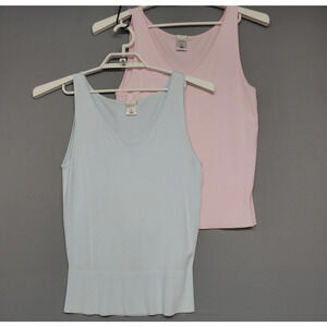 Old Navy Sweater Tank Womens Medium Lot of 2 Blue Pink Perfect Fit Knit V Neck